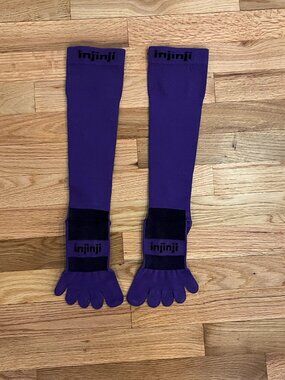 Men's Medium 8-10.5 Injinji Compression Over The Calf Long Toe socks Purple